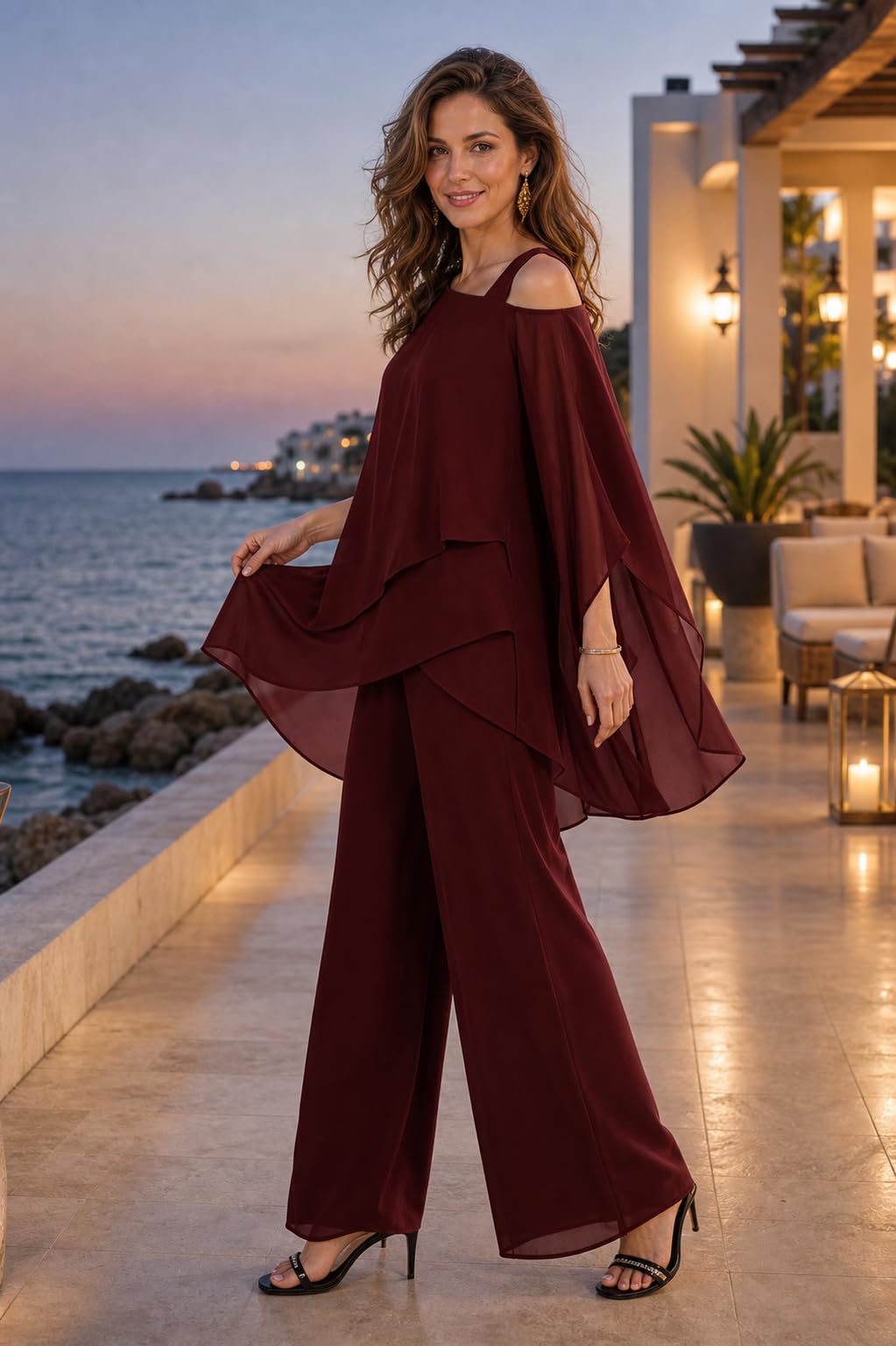 Damen Hosenanzug Elegant Batwing Ärmel Shirts Hose Zweiteiler Sommer Outfits Sets Festlich Abendanzug Einfarbig Freizeitanzug Outfit