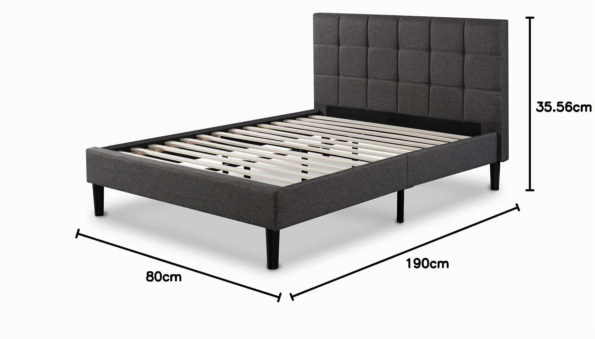 Zinus EU-FSPB-I, Telaio del letto a piattaforma, Grigio, 80 x 191.5 x 101.6 cm