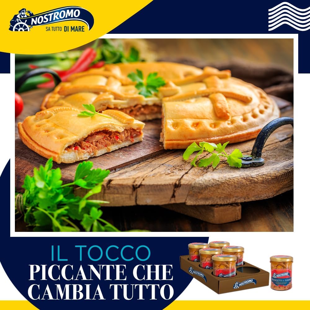 Nostromo - Trancetti di tonno all'olio di oliva e peperoncino, 6 vasetti da 180gr. Qualità superiore, lavorati a mano, fonte di Omega 3 180 g (Confezione da 6) Al peperoncino - Immagine 3