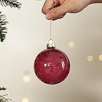 Vista 37 de DN DECONATION Deep Red Glass Christmas Ornaments, Set of 9, 3.15' Hanging Christmas Baubles for Xmas Tree Decoration, Wedding Party Gift