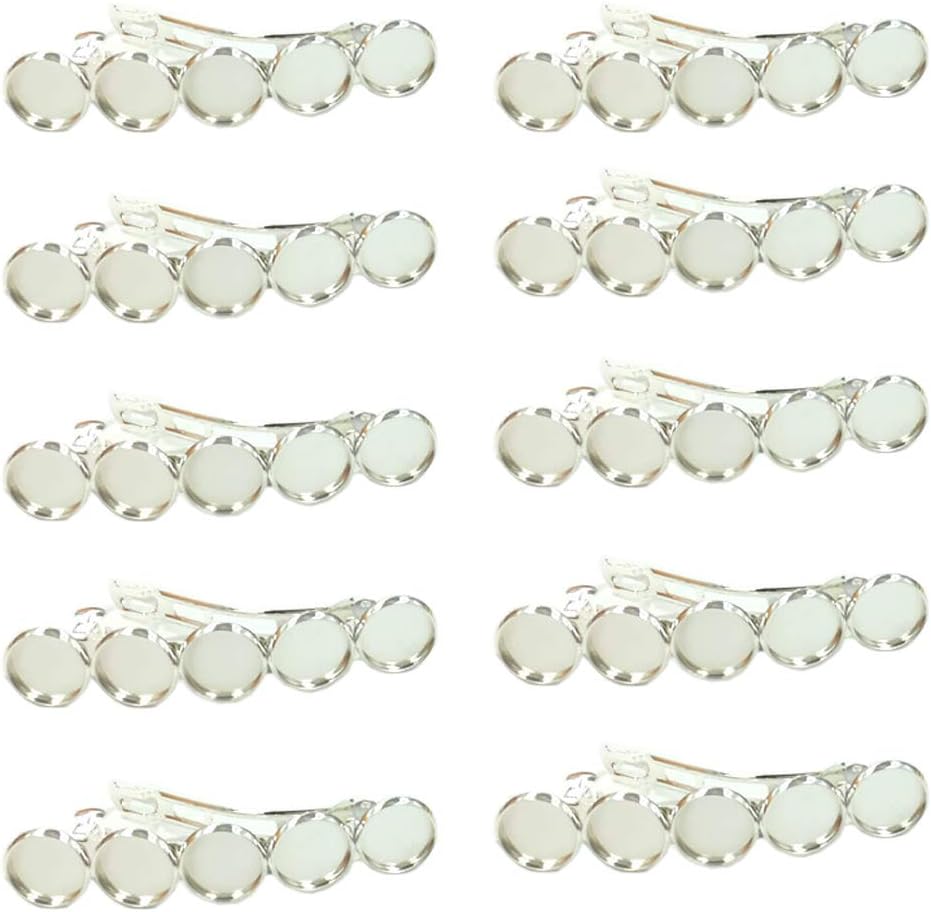 Amazon.com : 10 Pieces Metal Hair Clips with Round Tray Bases Fit 12mm ...