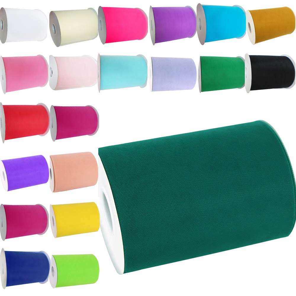 Time to Sparkle 4 Rolls Tulle Roll Spool 6 Inchs x 100yards Tutu Party Birthday Wraping Crafts Bridal Bow Skirt Wedding Decor - Hunter Green โ image 1