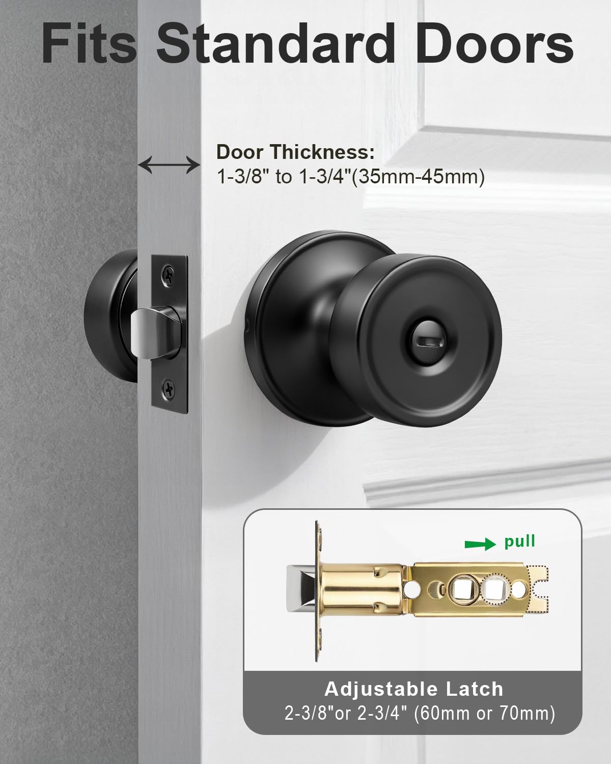 Black Privacy Door Knobs - Emergency Unlock -5