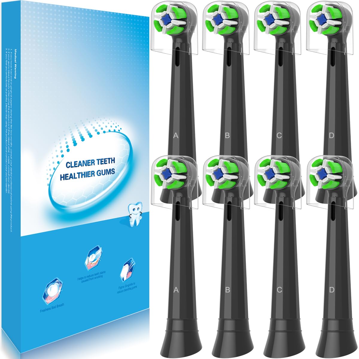 Brossette Compatible avec Oral-b iO Brosse, Brossette de Rechange Pour iO 2 3 4 5 6 7 8 9 10 Brosse à Dents Electrique 8 Noir