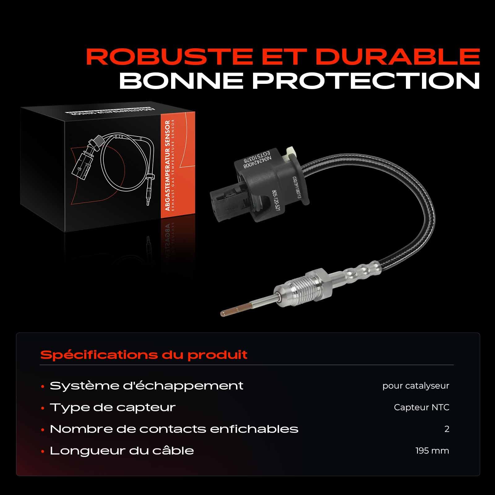 Frankberg Capteur de température des gaz d'échappement en amont du filtre | Compatible avec: Série 5 Gran Turismo F07, 3 Gran Turismo F34, Série 3 Touring F31, Série 5 F10, X1 E84, Série 1 F21