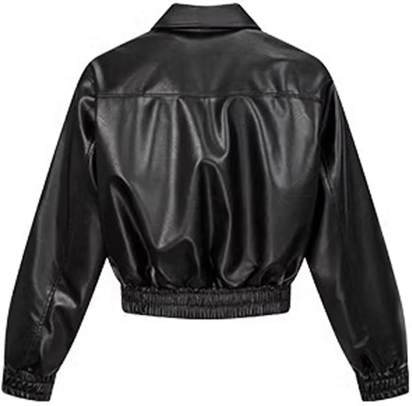 Aelfric Eden Womens Cropped Leather Jacket Y2k Faux Motorcycle Bomber Moto Biker Streetwear Jackets Coats - Image 2