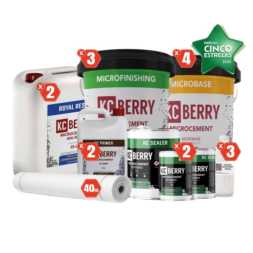 Microcement Finishing Kit 40m² (ICE GREY, MATE) – Sistema Completo de Microcemento Decorativo | Paredes, Suelos, Encimeras | Interior y Exterior | Acabado Profesional Sin Juntas