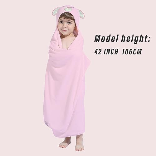 Miniatura 3 de HIPHOP PANDA Toalla con capucha para niños, rayón hecha de bambú, 30 × 50 pulgadas para 3 a 10 años, toallas de baño de primera calidad para niños y