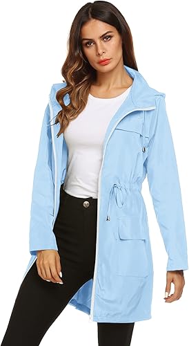 Miniatura 6 de LOMON Chaqueta ligera impermeable con capucha para mujer, para exteriores