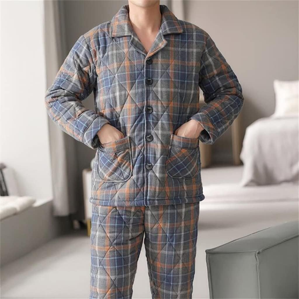 Pajamas Men's Autumn And Winter Cotton Thickened And Fleece Home Service Coral
