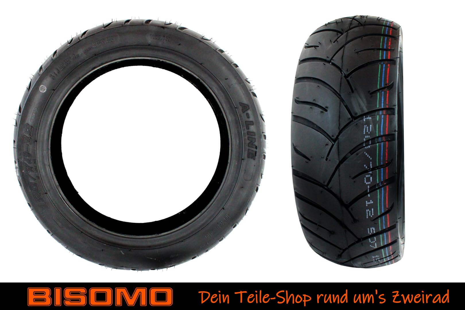 2x Reifen 120/70-12 Zoll TL 51J PR507 kompatibel mit Piaggio Fly Peugeot Speedfight MBK Booster Kymco Agility Yamaha Aerox, Roller Motorrad 50-150ccm