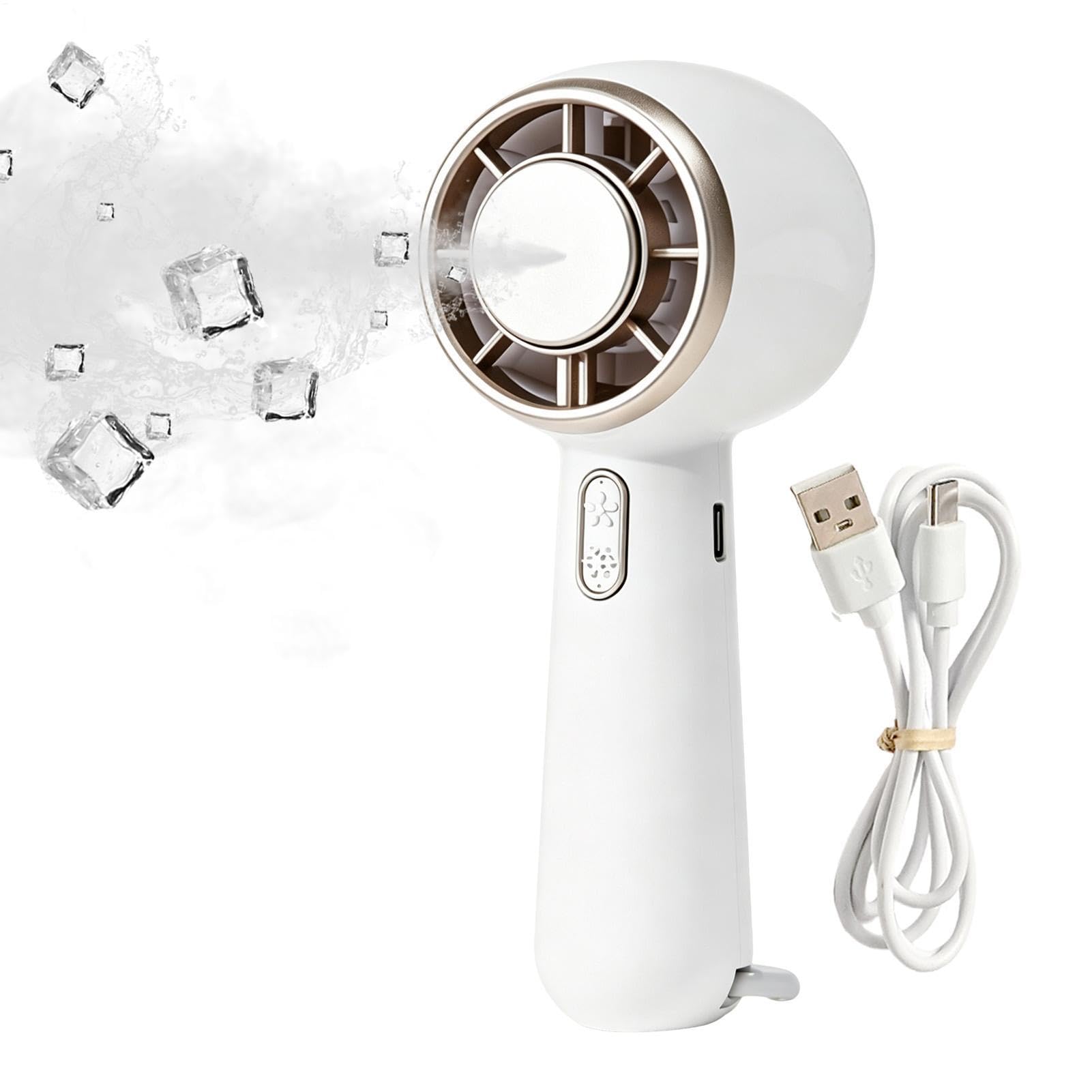 Ventilador de mano de 3 velocidades recargable por USB con mosquetón integrado