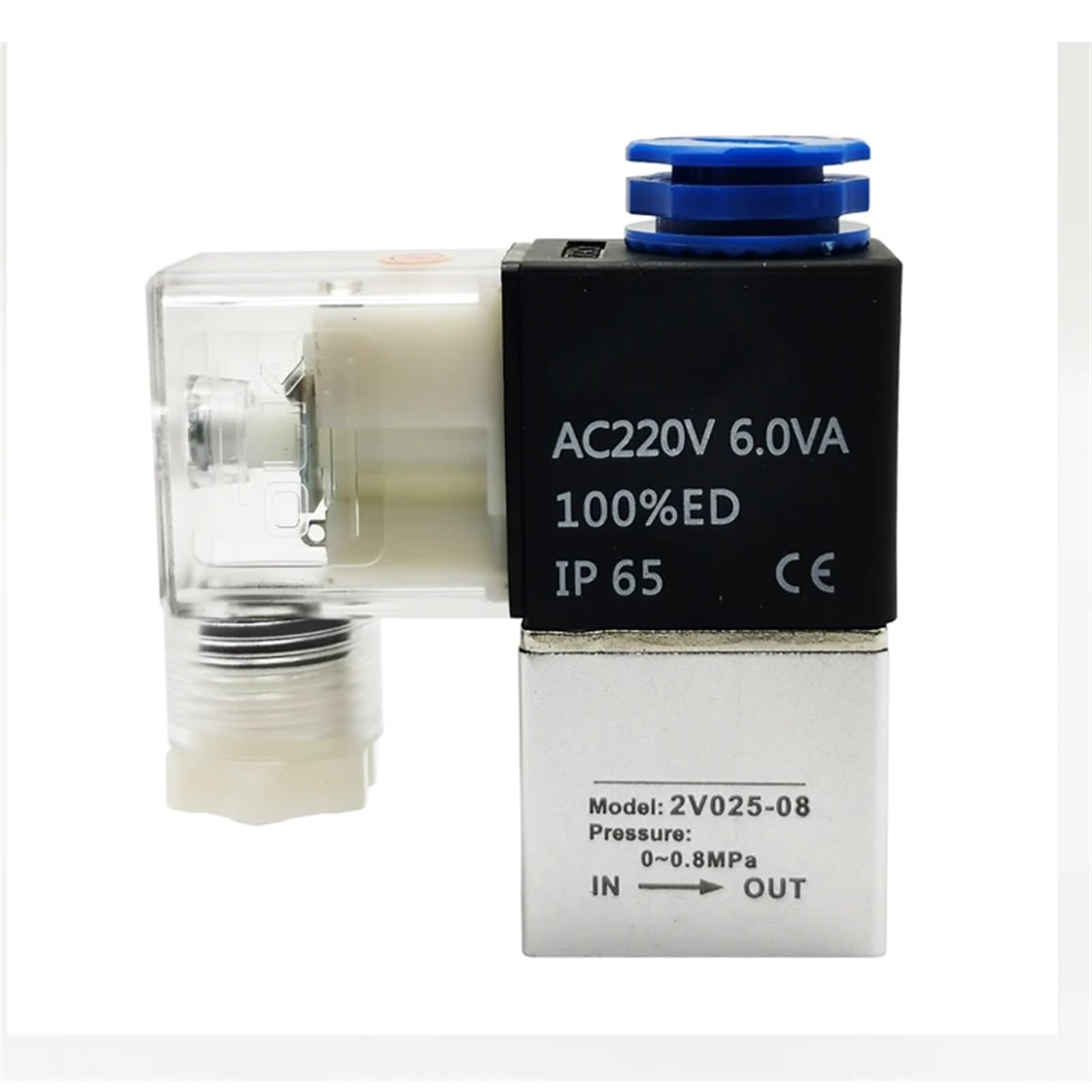 Sterowanie pneumatyczne zawory elektromagnetyczne NC 2V025-08 2 pozycje 2 porty 1/10.2 cm normalnie zamknięty DC12V 24V AC110V 220V (2V025-08 i PC12-02, AC220V)