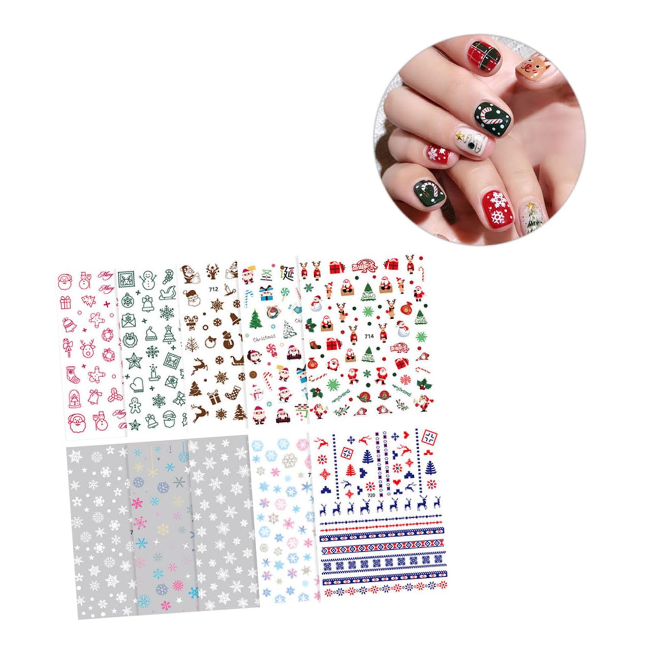 Healeved 30fogli Adesivi Per Unghie Natalizie Impermeabili Decorazioni Creativi Per Nail Art Adesivi Autoadesivi Per Donne e Ragazzo Ragazza Per Festività Di Natale