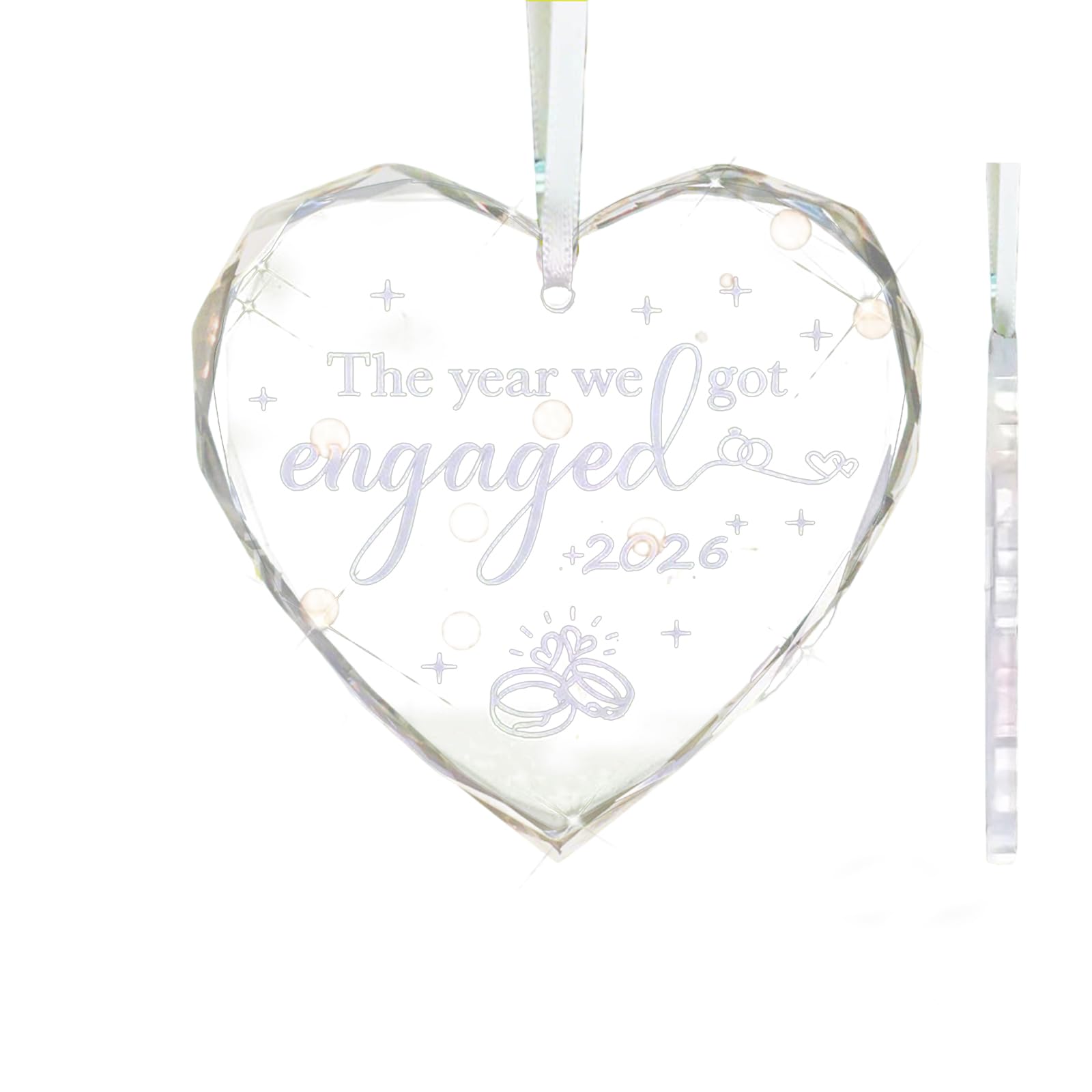 Ceegeww Engaged Ornament 2026,Engagement Gifts For Couples 2026,Heart-Acrylic Ornament Gift For Couple,Engagement Gifts For Couples,Elegant Keepsake Decoration,For Newly Engaged Couple,Congratulations Gift