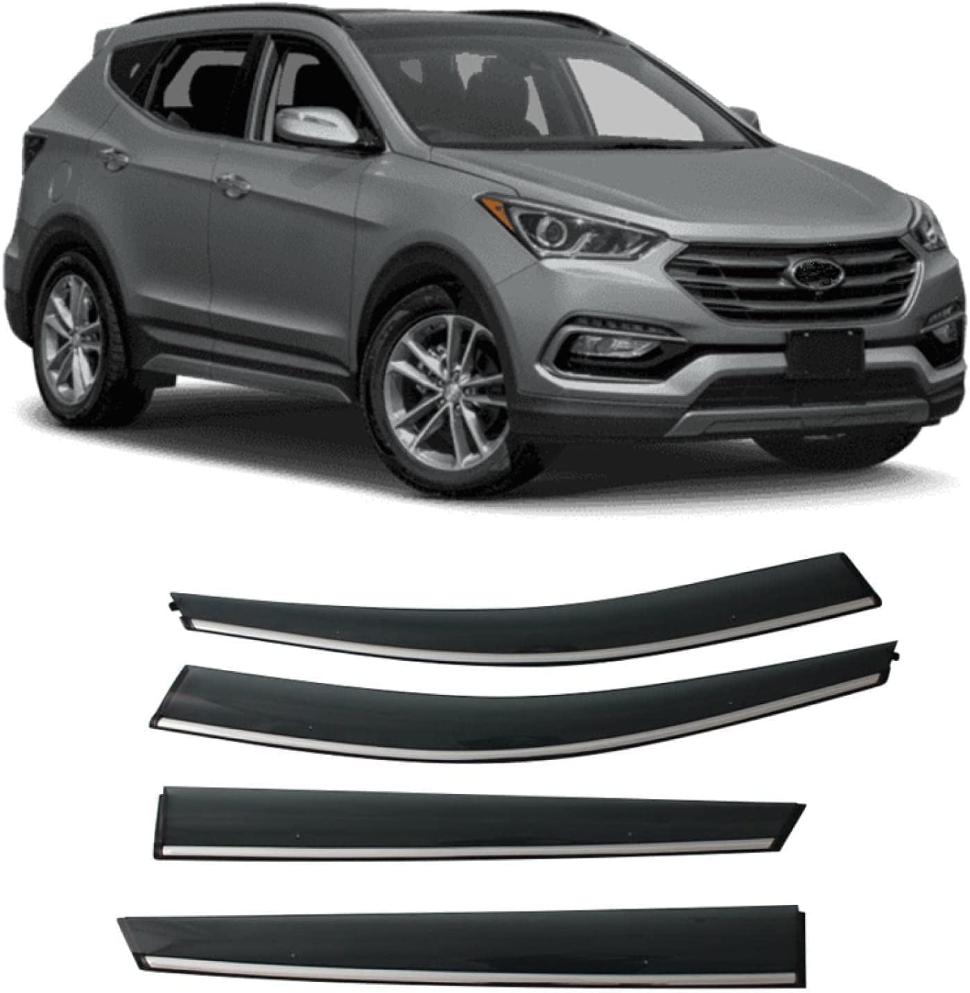 PANXUC Car Wind Deflectors for Hyundai Santa Fe Ix45 2013-2018, Side Window Wind Rain Deflector Window Visor Sun Rain Guard Smoke Guards