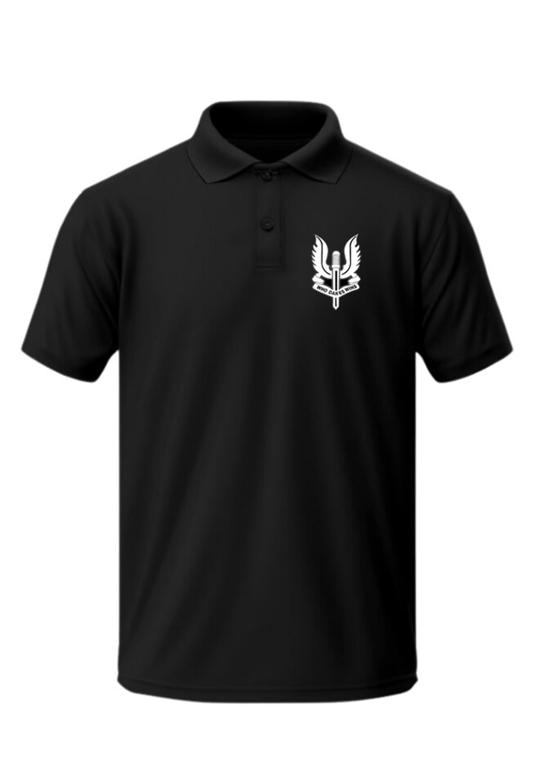 Special Force Printed Black Polo T-Shirt, Short Sleeve,-picture-40