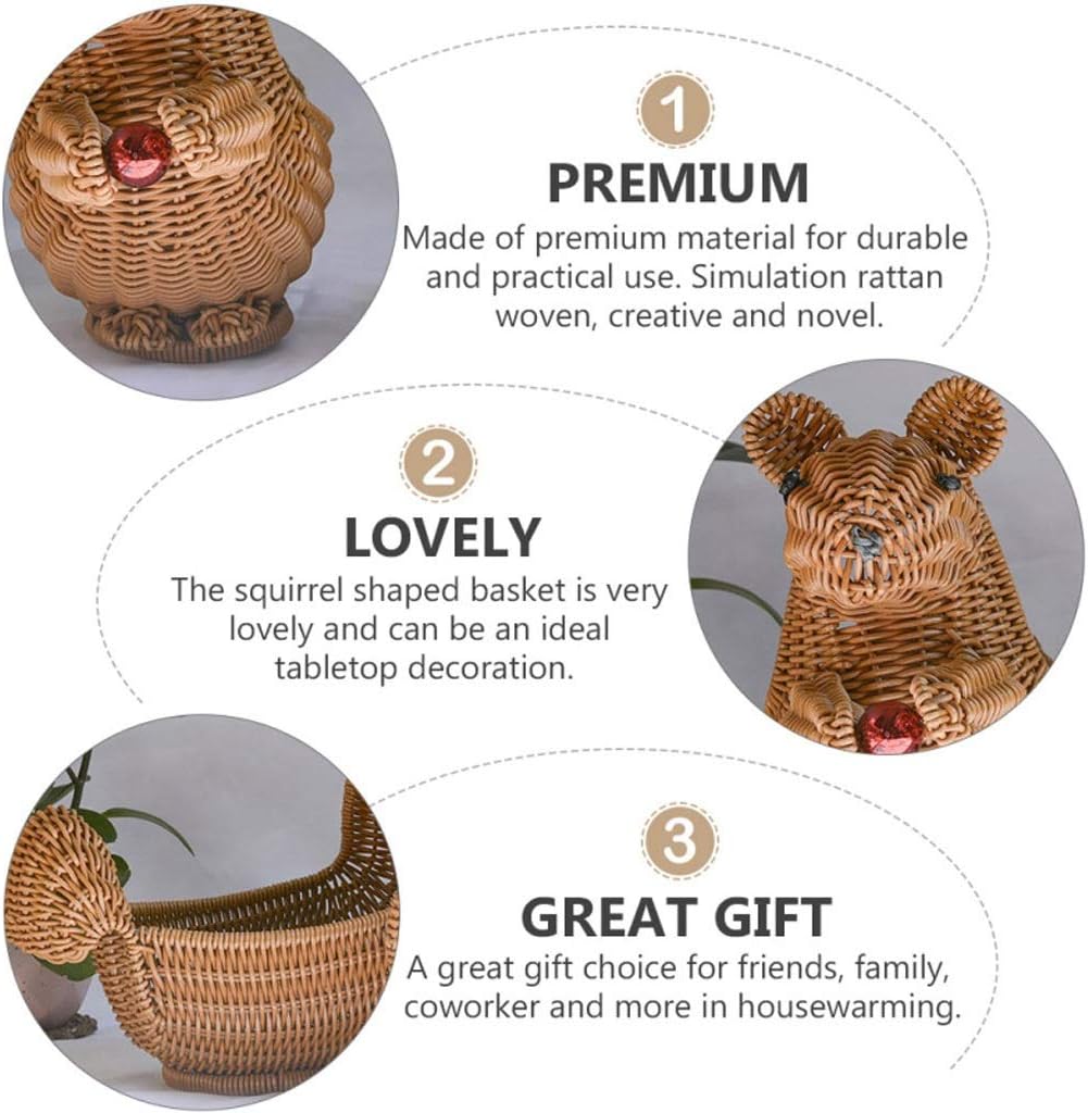 Storage Basket Creative Rattan Woven Basket Household Storage Box Lovely Home Decor (Brown)