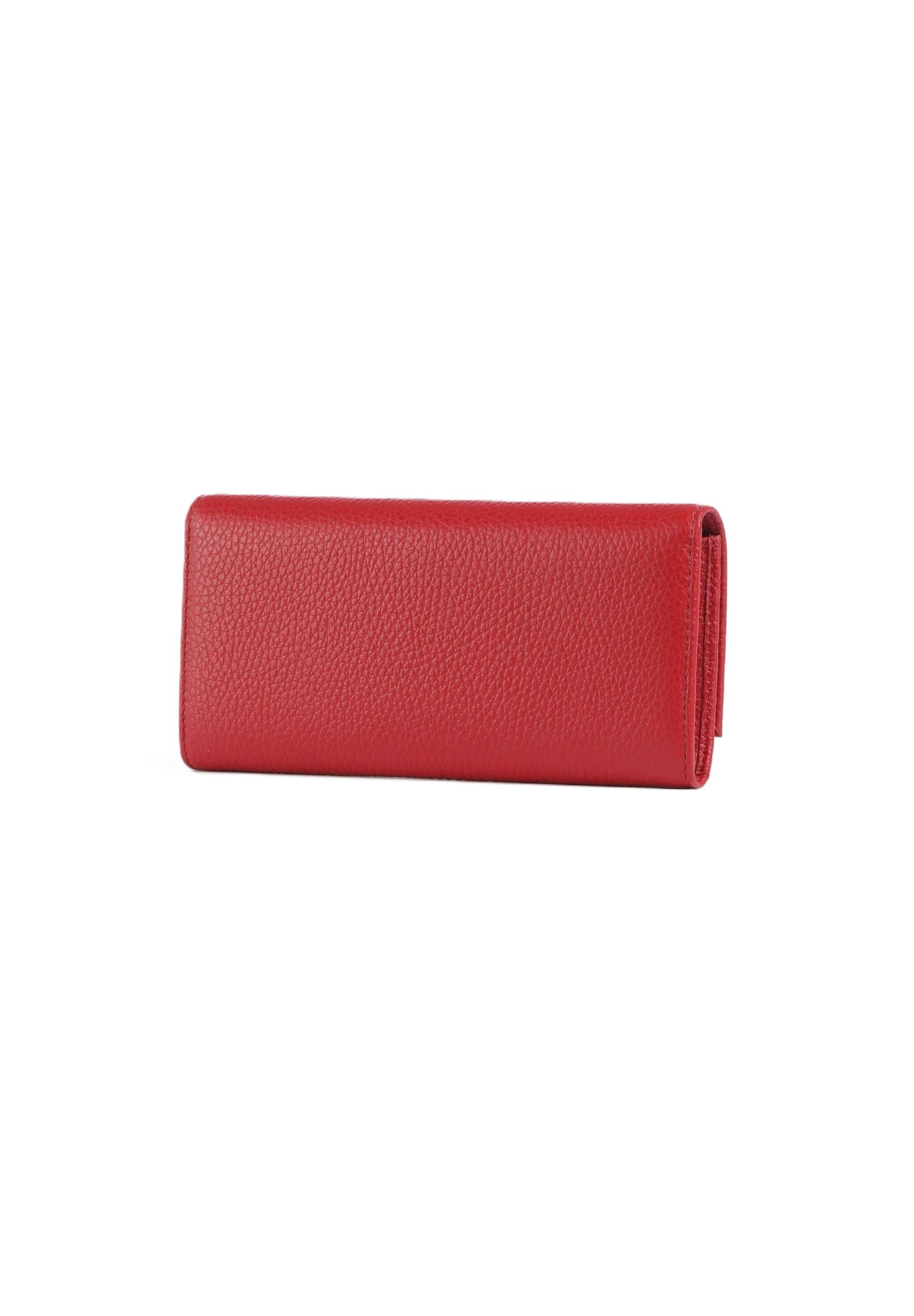 Coccinelle Portafoglio Donna in Pelle Metallic Soft, Rosso Scarlatto, 19.5 x 9.5 x 3 cm, con 12 Slot Porta Carte e Portamonete