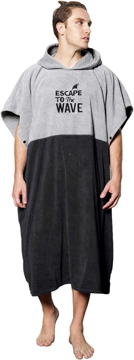 Vulken Extra Large Thick Hooded Beach Towel Changing Robe. Surf Poncho Men for Easy Change in Public. Quick Dry Microfiber Towelling for the Beach, Pool, Lake, Water Park. L/XL