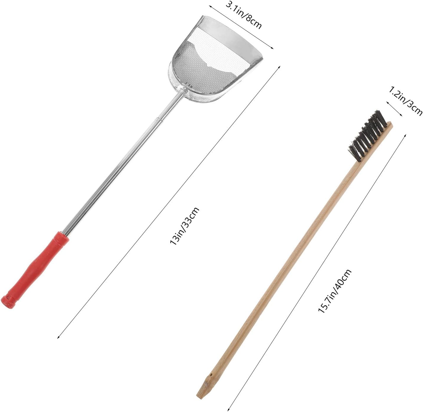LABRIMP 2pcs Bird Cage Cleaner Tool Set Wooden Brush Stainless Steel Shovel for Pet Birds Adjustable Length Convenient Cleaning Accessory Random Color image 2
