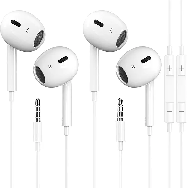 Docutca 2 Pack Wired iPhone Earbuds/Wired Headphones with 3.5mm Earphones[MFi Certified] with Microphone Volume Control Compatible for iPhone,iPad,iPod,Computer,MP3/4,Android Most 3.5mm Audio Devices