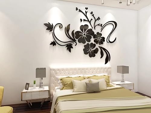 Miniatura 7 de Calcomanías de pared 3D con espejo de flores, calcomanía familiar para sala de estar, decoración de pared, decoración del hogar, decoración de