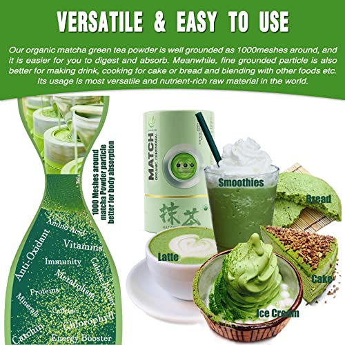 Efoofan Ceremonial Grade Matcha - Japanese Tencha Tea Style (113G) - First Harvest, Usda & Jas & Ec Certified Organic Green Tea Matcha Powder, Pure And Unsweetened #TOP5