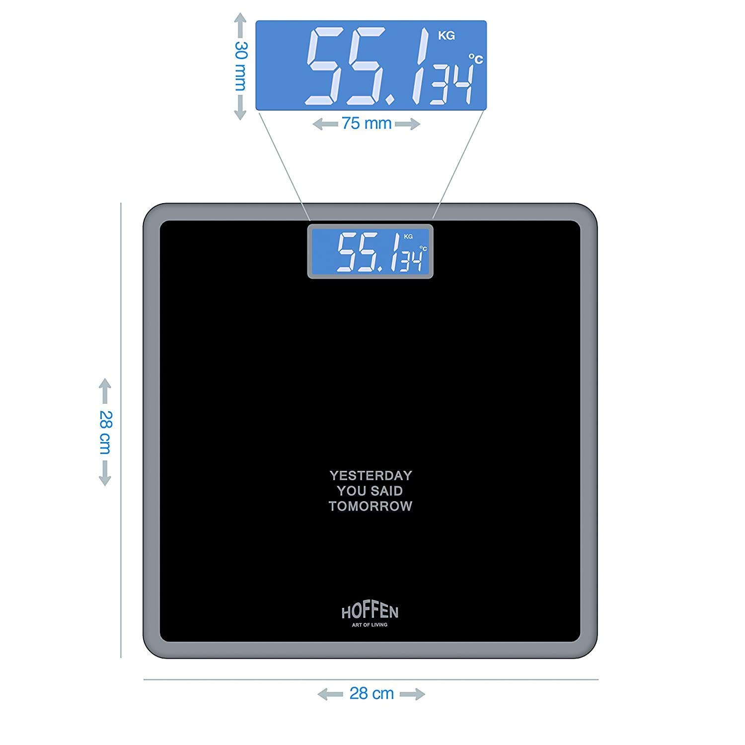 Hoffen Thick Tempered Glass Digital Electronic LCD Personal Weight Machine for Body Weight Fitness (HO-18-Black) with Two Years Warranty - Image 7 thumbnail