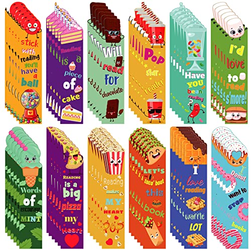 Fainne 72 Pieces Scented Scratch and Sniff Bookmarks for Kids Snack Fruit Scented Bookmarks Funny Classroom Smelly Bookmark for Students Teenager School Office Home 12 Style