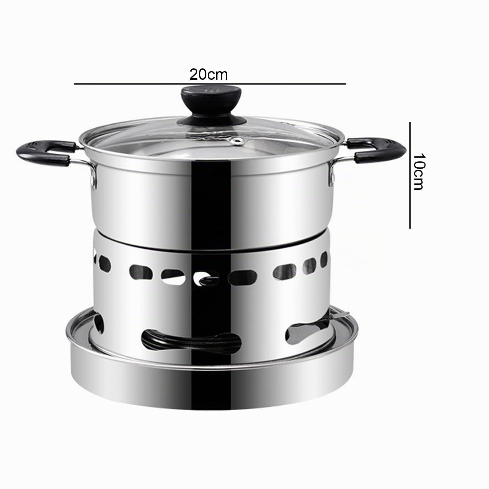 Fornello a spirito, in acciaio inox, portatile, da campeggio, per esterni, da campeggio, per interni, adatto per interni e campeggio (tipo di fuoco regolabile: 20 cm)