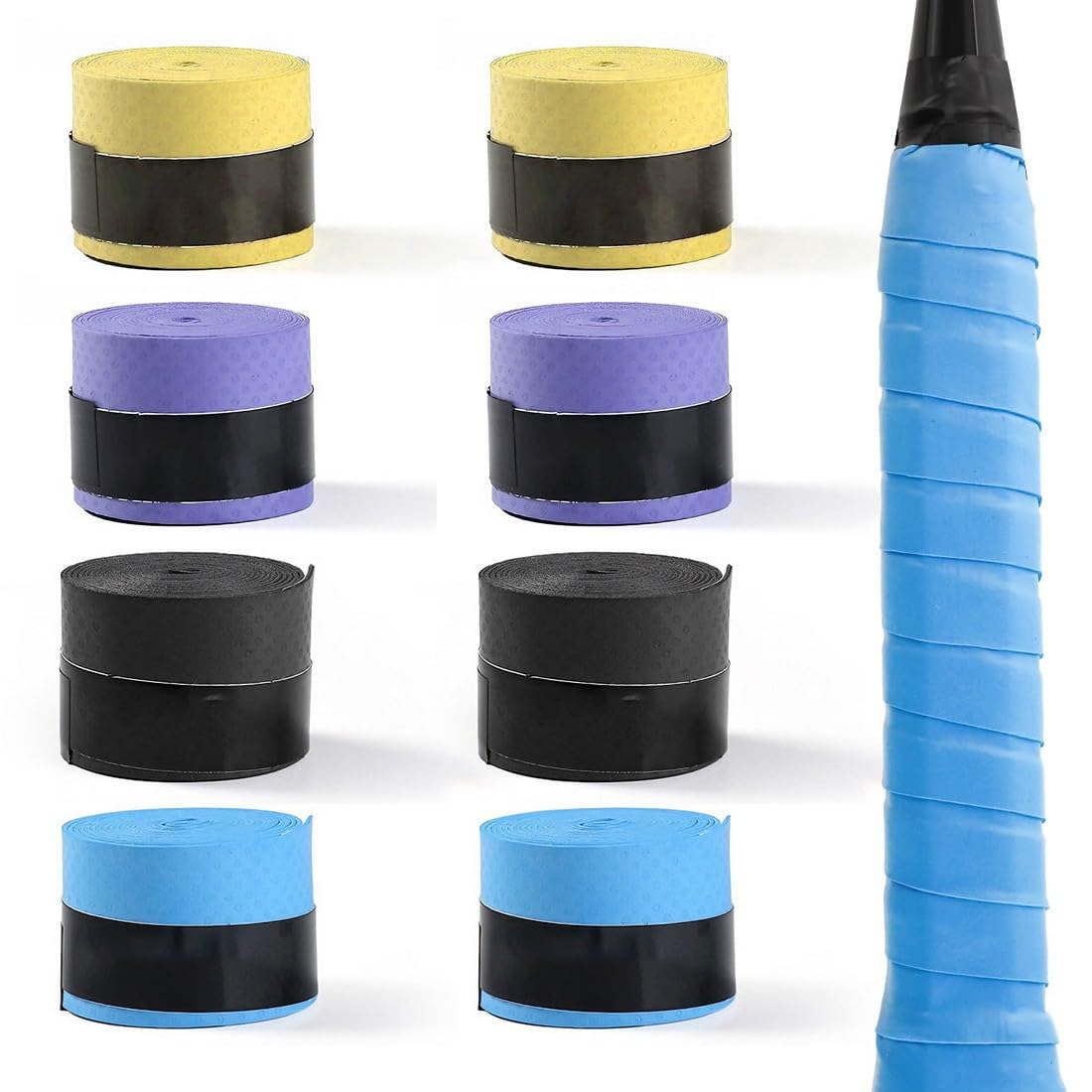 Grip Padel, Juego de 8 Overgrips Padel, Empuñaduras para Bádminton, Cinta Antideslizante para Raquetas de Bádminton, Tenis, Squash