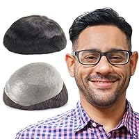 Vista 9 de Lordhair Sistema de cabello para hombres con cabello humano 8x10 pulgadas postizo para hombres 0.002 in piel súper fina sistema de cabello