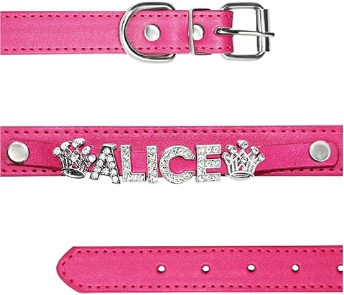 Miniatura 5 de Lo más caliente! Collar de perro con nombre personalizado para perros pequeños, medianos y grandes, collar de cuero con diamantes de imitación para