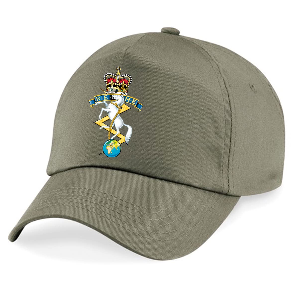 Psave Military Green Royal Electrical & Mechanical Engineers Reme Insignia Embroidered Baseball Cap British Army Military Embroidery (Military Green)