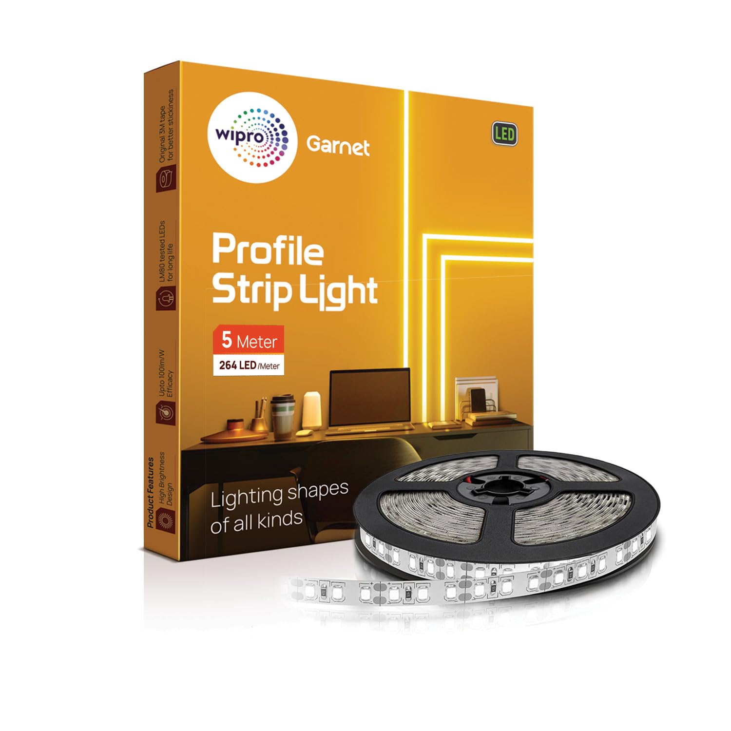 wipro Garnet 5 Meter Profile Strip with 264 LED/Mtr, Neutral White (Pack of 1)-image-35