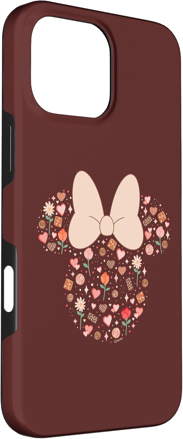 Disney Minnie Mouse Icon Fill Chocolates Flowers Hearts Love Case for iPhone 16 Pro Max