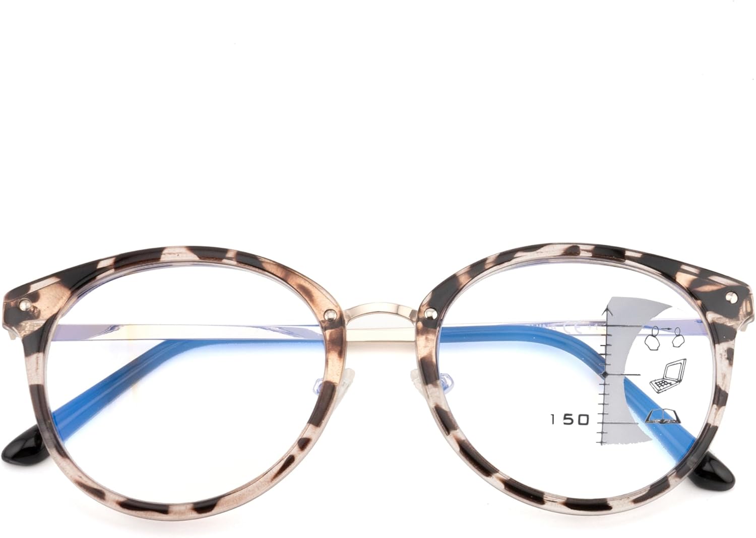 Trendy Round Progressive Multifocus Reading Glasses Women Men Multifocal Readers Blue Light Blocking Eyeglasses