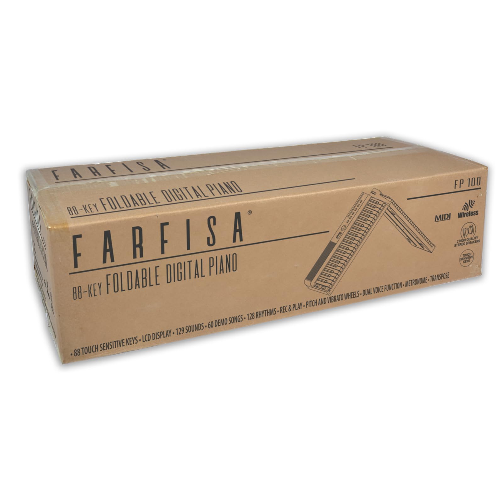Farfisa | Piano Digitale MIDI Pieghevole e Portatile a 88 Tasti con funzione Touch, 2 Altoparlanti Stereo e Funzioni Didattiche Integrate, 126x25x6 cm