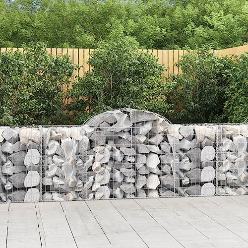 HaoChrymec Gabion Jardinière with Fer Galvanisé, Panier à Pierre, Parterre Surélevé en Gabion, Cage en Métal, Jardinière à Gabion, 200 x 50 x 80/100 cm