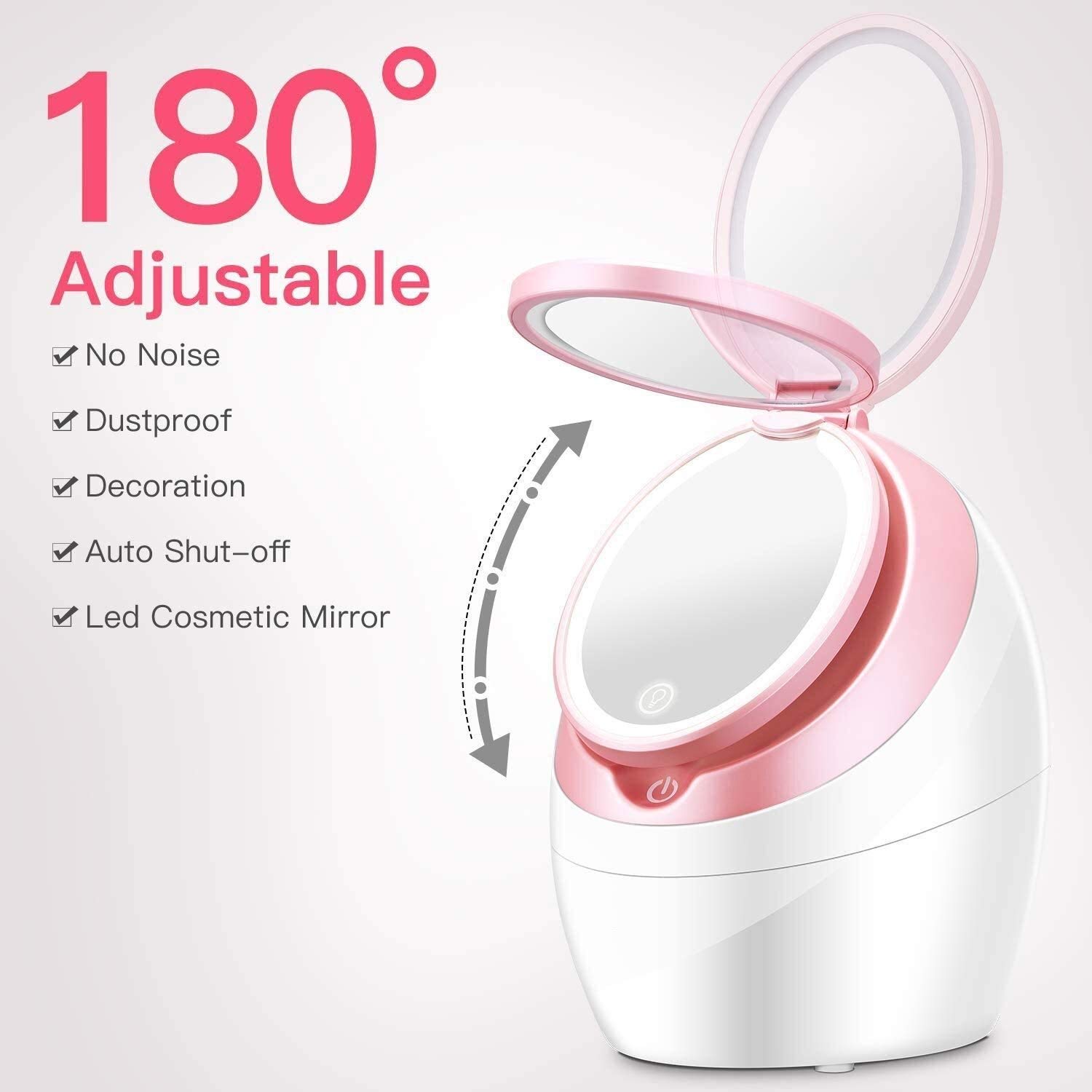 Nano Mist Face Steamer - Ciepła Mgiełka Spa do twarzy Parowiec z lusterkiem do makijażu LED - Domowy nawilżacz do sauny Głębokie nawilżanie - Zaskórniki Usuń pory oczyszczają