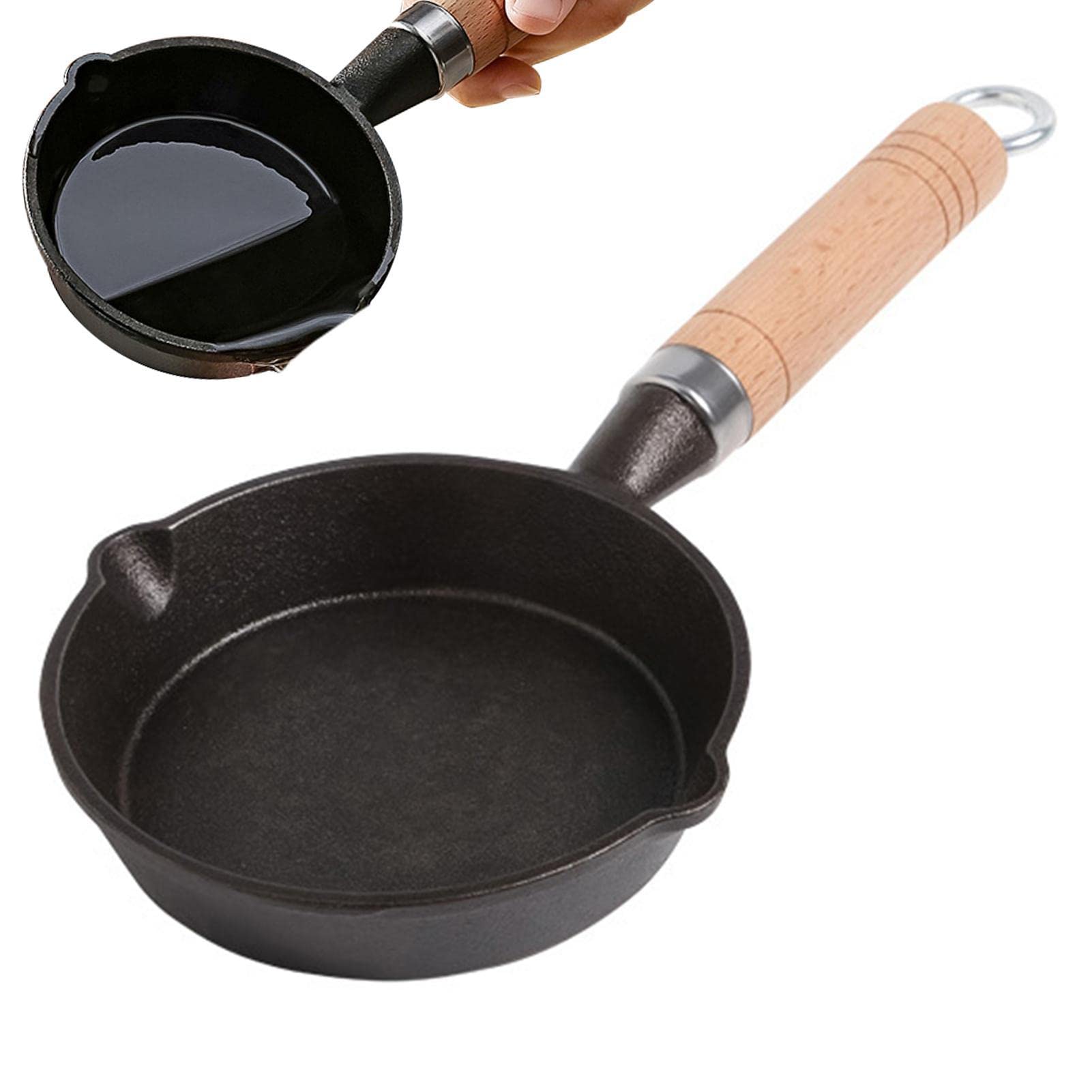 Chunyi Kitchen Cast Iron Skillet - Nonstick Frying Pan Kitchen Cooking Tool with Ergonomic Handle | Mini Kitchen Cookware Chef's Pans for Kitchen, Dining Room, Restaurant