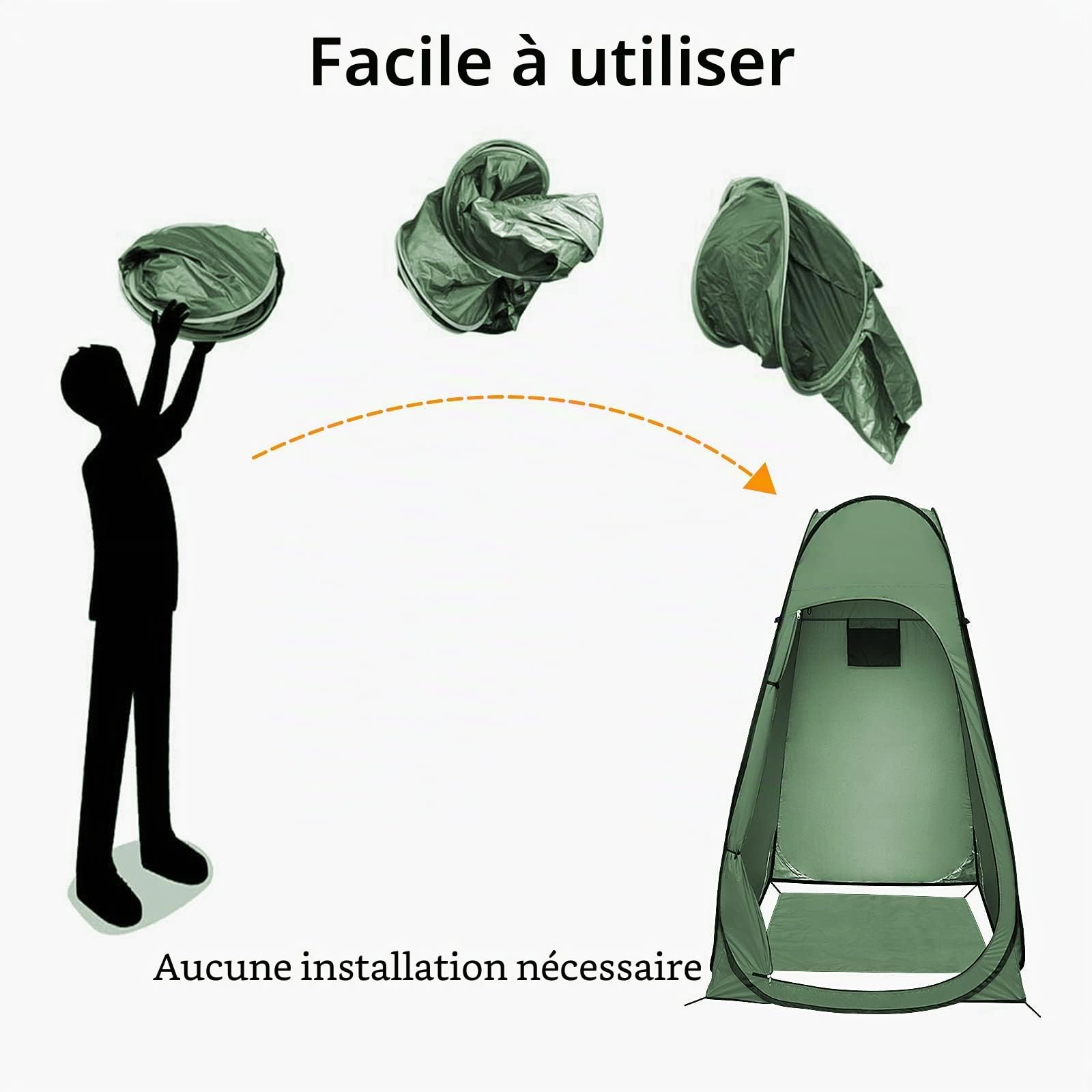 Tente de Douche Camping, Pop Up Cabine de Douche, Cabine de Changemen Portable Tentes de Toilette Extérieure Abri de Plein Air, 120×120×190 cm