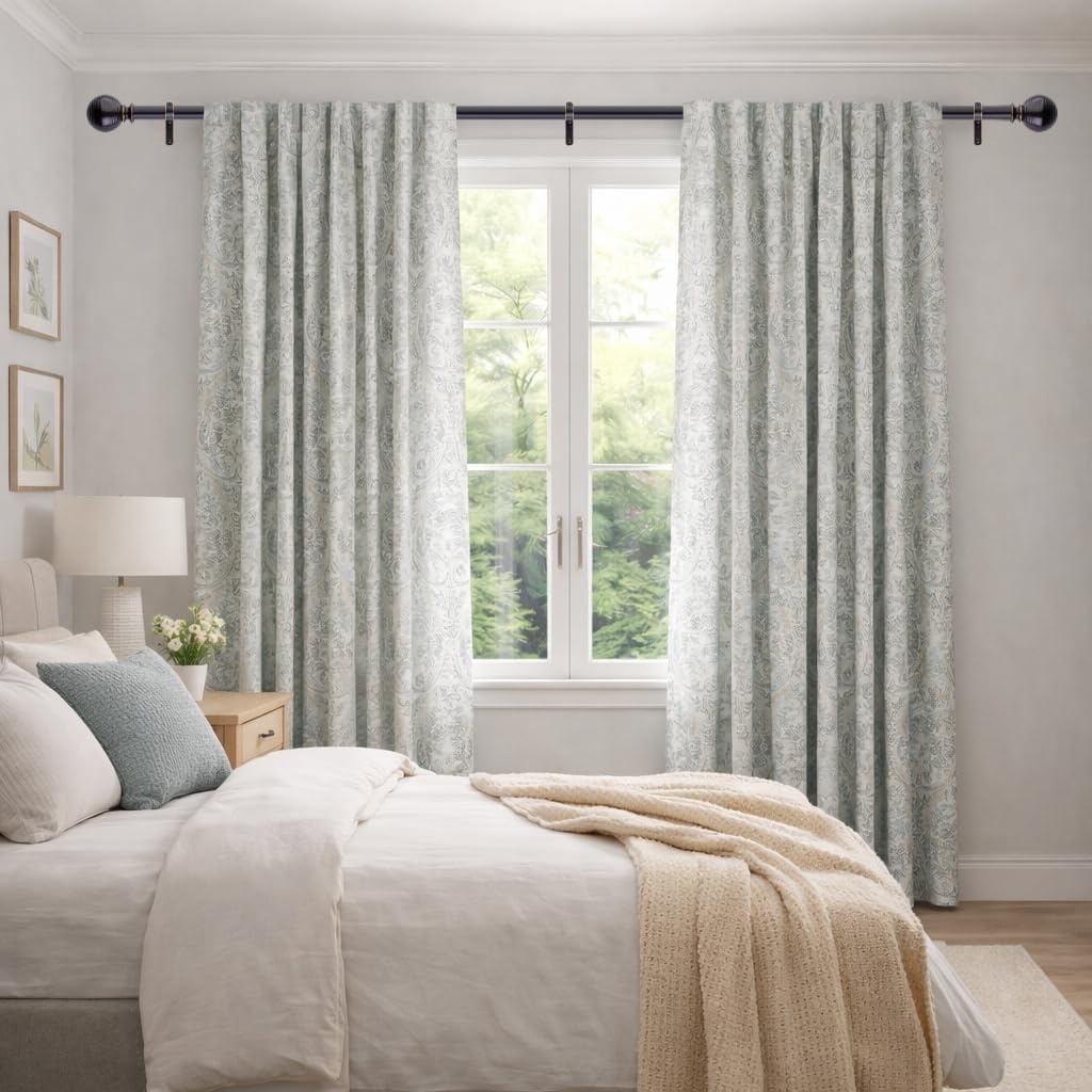 Bronze Curtain Rods for Windows 18 to 144 inch, 1 Inch Adjustable Curtain Rod, Heavy Duty Window Curtains Rod for Bedroom Living Room, Modern Decorative Drapery Rods Orb Finials