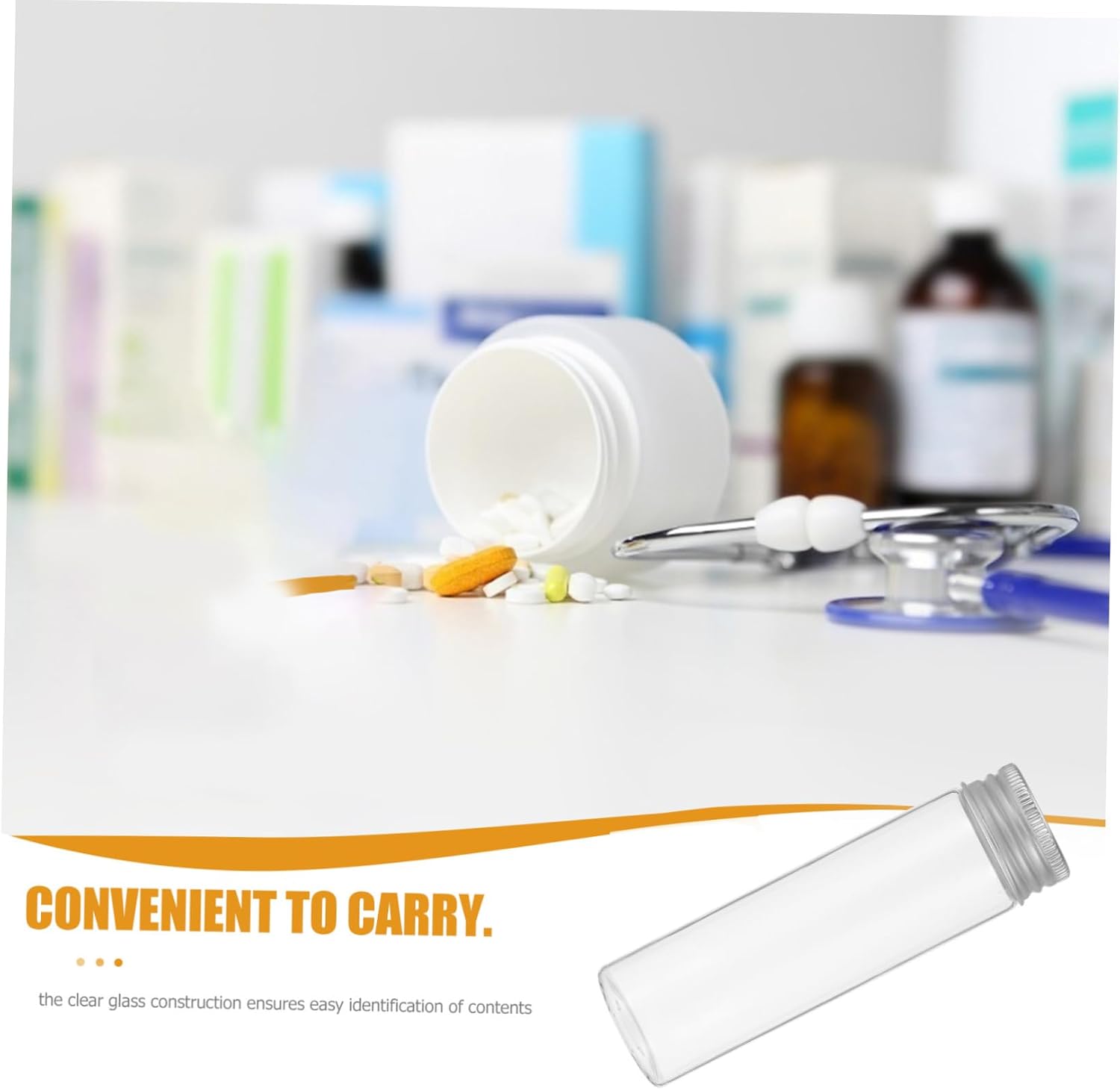 Sosoport 30pcs Small Glass Jars: Transparent Glass Bottles with Caps Leakproof Vials for Medicine Capsules - Portable Leakproof 50ml Clear Vials for Home Kitchen and Travel
