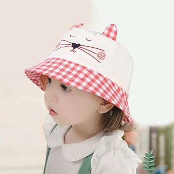 Chapeau Bob Bébé Fille Anti-UV UPF50+ Coton Cerise Mignon