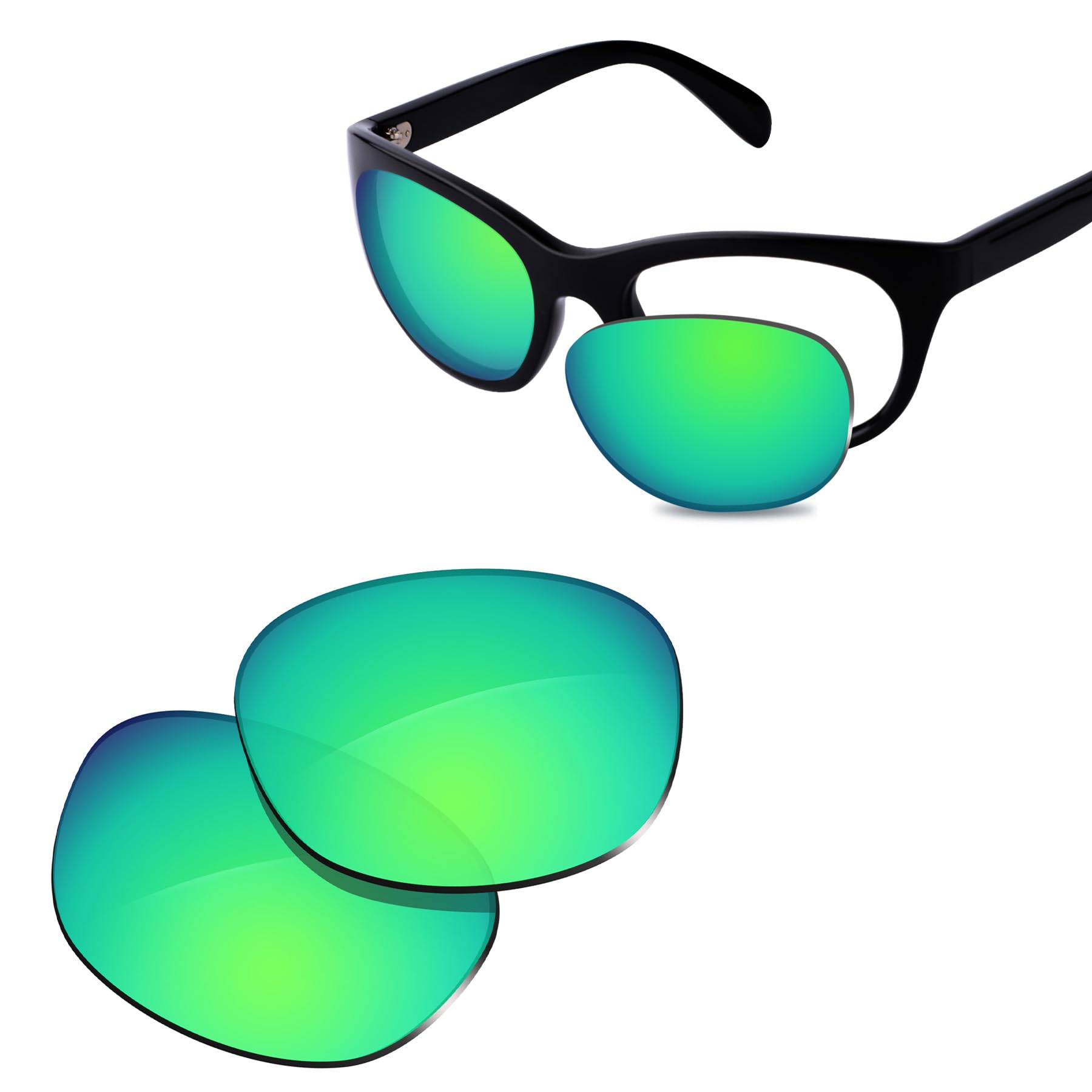 Lentes de sol de repuesto 100% de ajuste preciso para Ray-Ban RB4216 de 56 mm, Espejo verde polarizado., Small