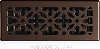 Decor Grates Metal Gothic Decorative Air Vent Cover 4x12 Floor Register – Adjustable Control Lever – AC Floor Vent Covers for Home Floor Vents – Fits 4 x 12 Inch Opening – Rubbed Bronze (AGH412-RB)