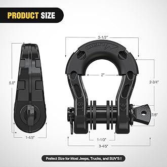 Nilight 2 Pack 3/4" Mega D-Ring Shackle with 7/8" Screw Pin 68,000LBS Break Strength, Heavy Duty Off Road Recovery Shackle for Use with Tow Strap, Winch, Off-Road Jeep Truck Vehicle, 2 Years Warranty