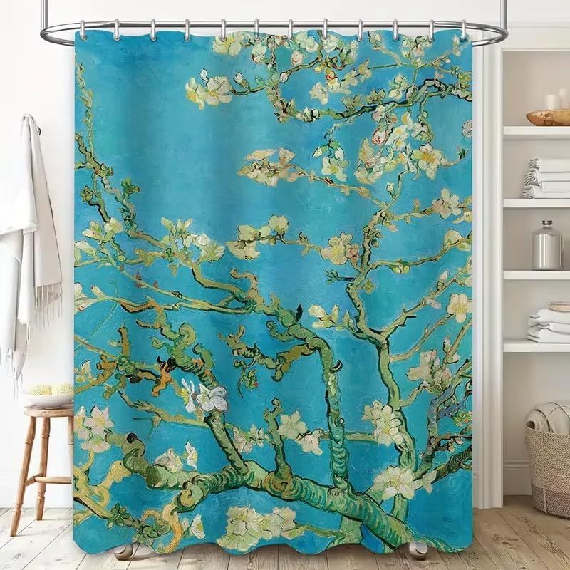 Rideau de douche jaune vif et bleu-brun imperméable et lavable en machine